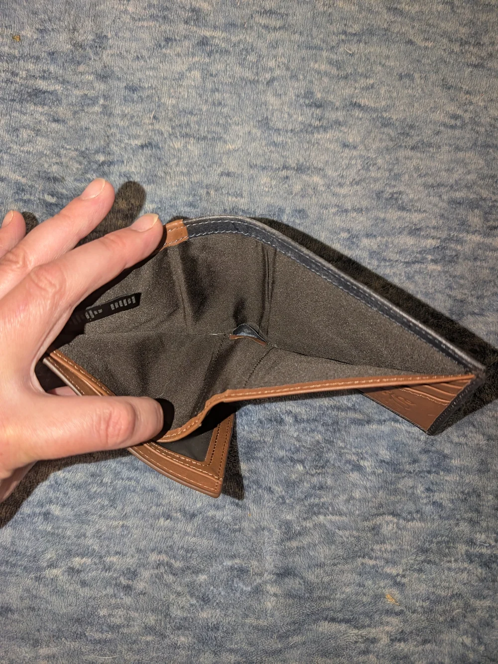 Fossil Two-Tone Tan and Black Leather Bifold Wallet